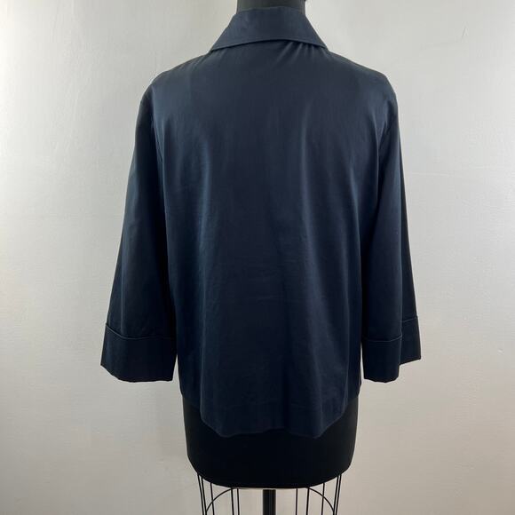 PHILIPPE ADEC Button Down Jacket Navy Long Sleeve Pockets Collared Size 10 - Picture 7 of 9